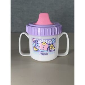 VINTAGE  Playtex 2001 Two Handle Trainer Sippy Cup Pink Girls Winter Summer Y2K